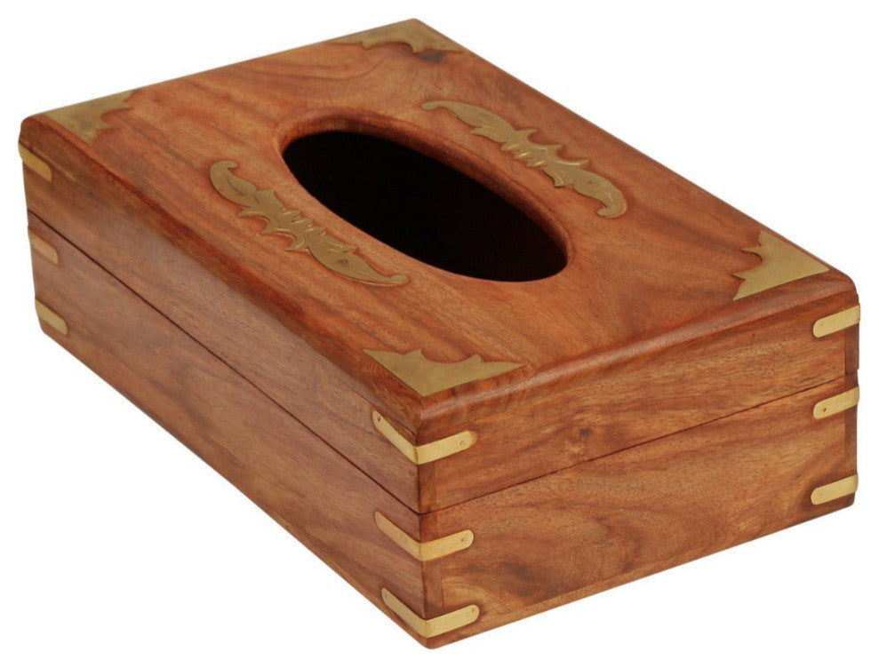Handmade Wooden Tissue Box Cover/Napkin Holder/Paper Dispenser, Brown