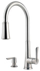 Mystique 1-Handle Pull-Down Kitchen Faucet With Soap Dispenser, Stainless Steel