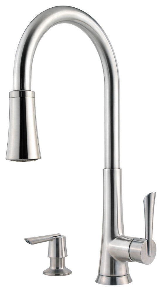 Mystique 1-Handle Pull-Down Kitchen Faucet With Soap Dispenser, Stainless Steel