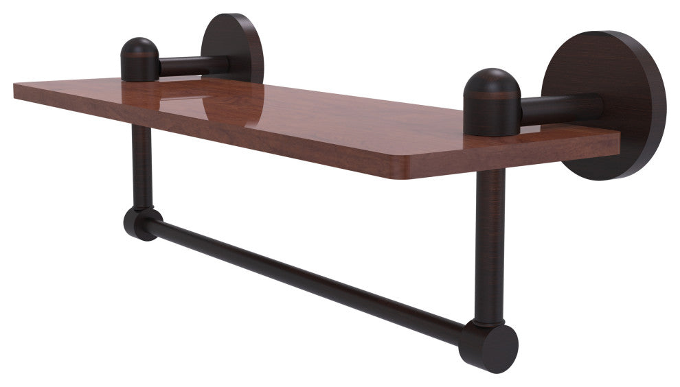 Tango 16" Solid Wood Shelf with Towel Bar, Venetian Bronze
