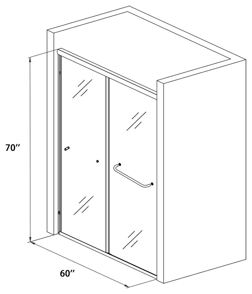 60" W x 70" H Traditional Sliding Shower Door, Chrome