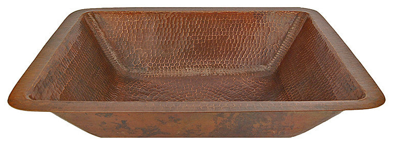 Premier Copper LREC19DB Rectangle Under Counter Hammered Copper Bathroom Sink