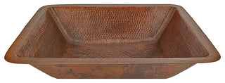 Premier Copper LREC19DB Rectangle Under Counter Hammered Copper Bathroom Sink