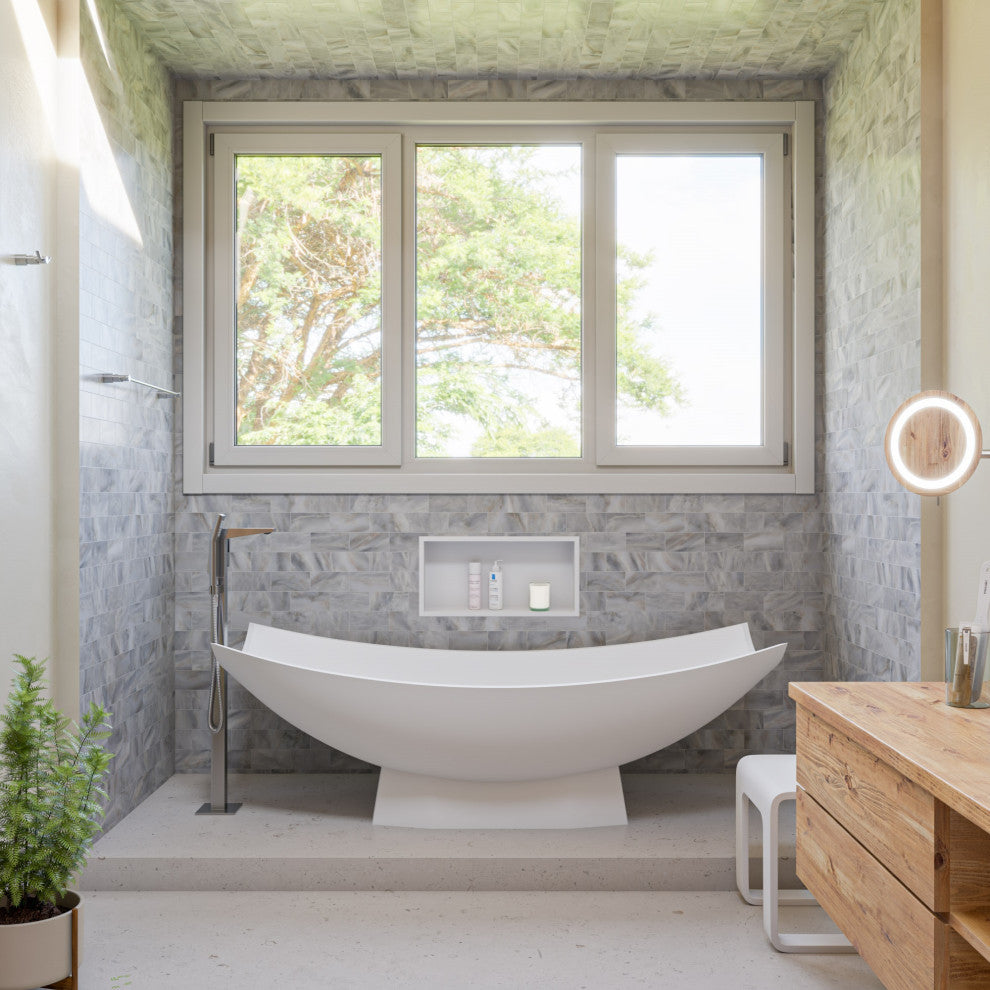 ALFI brand AB2475-BN Brushed Nickel Single Hole Floor Mounted Tub Filler