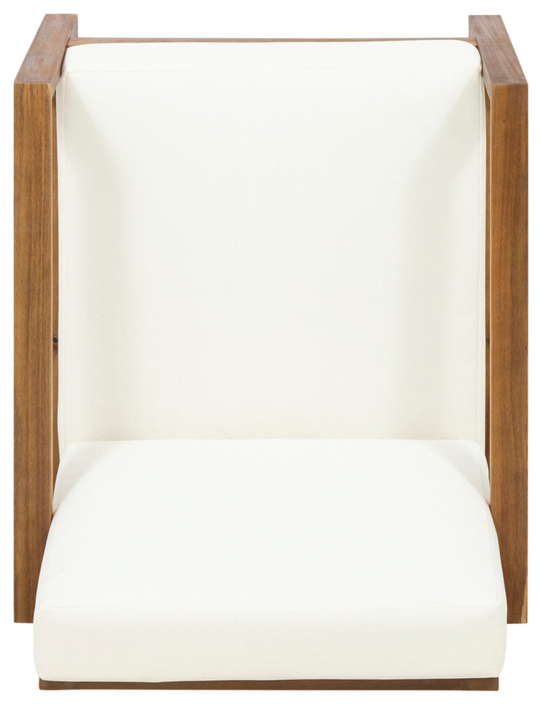 Silla Outdoor Acacia Wood Club Chair with Cushion, Teak/Beige