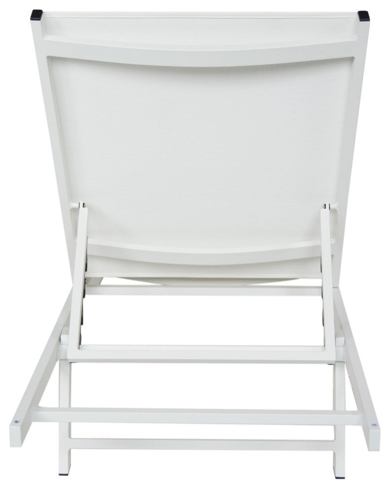 Simon Outdoor Aluminum and Mesh Chaise Lounge, White, Set of 2