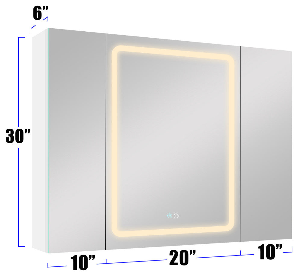40 in.W x 30 in. H Aluminum Surface Mounted LED Medicine Cabinet with Mirrors