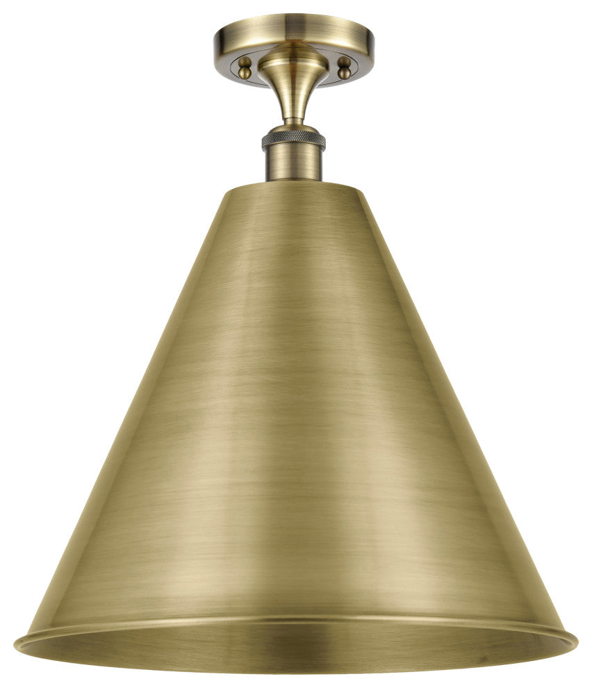 Ballston Cone Semi-Flush Mount, Antique Brass, Antique Brass