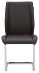 Dakota Dark Brown Leatherette Dining Chair with Polished Stainless Steel Legs