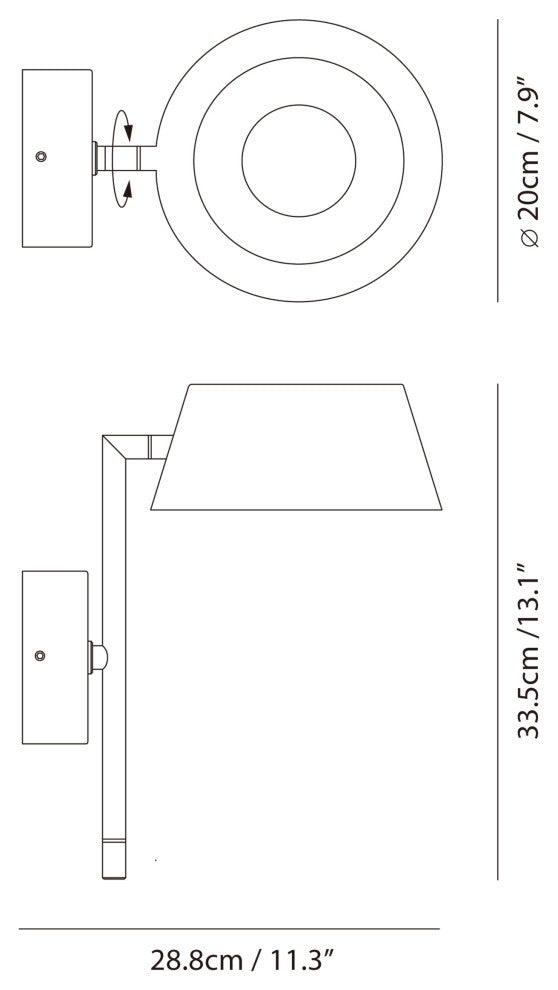OLO XL Wall Arm Single Lamp, Black/Shiny Black