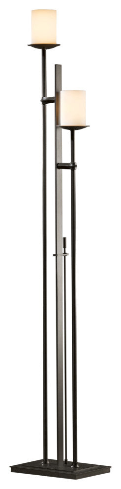 Rook Twin Floor Lamp, Dark Smoke Finish, Opal Glass