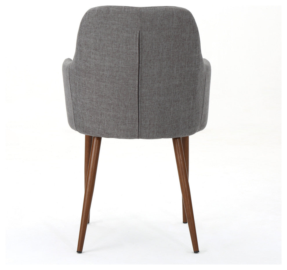 GDF Studio Serra Mid Century Fabric Dining Chairs, Set of 2, Light Gray/Dark Brown