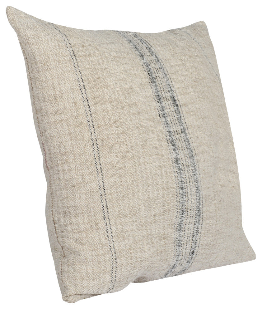 Tia 22" Square Throw Pillow, Natural Ivory, Natural,black, 22" X 22"