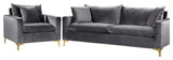 Home Square 2-Piece Furniture Set with Velvet Accent Chair and Sofa in Gray