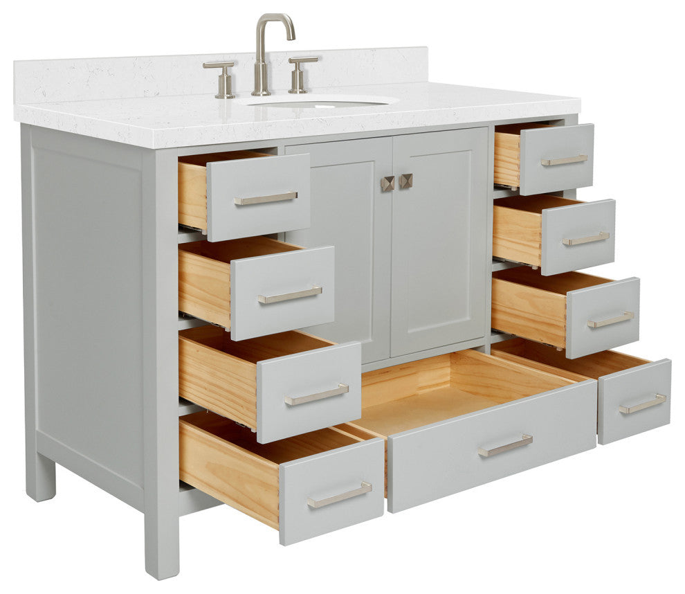 Ariel Cambridge 48" Single Oval Sink Vanity, Carrara Quartz