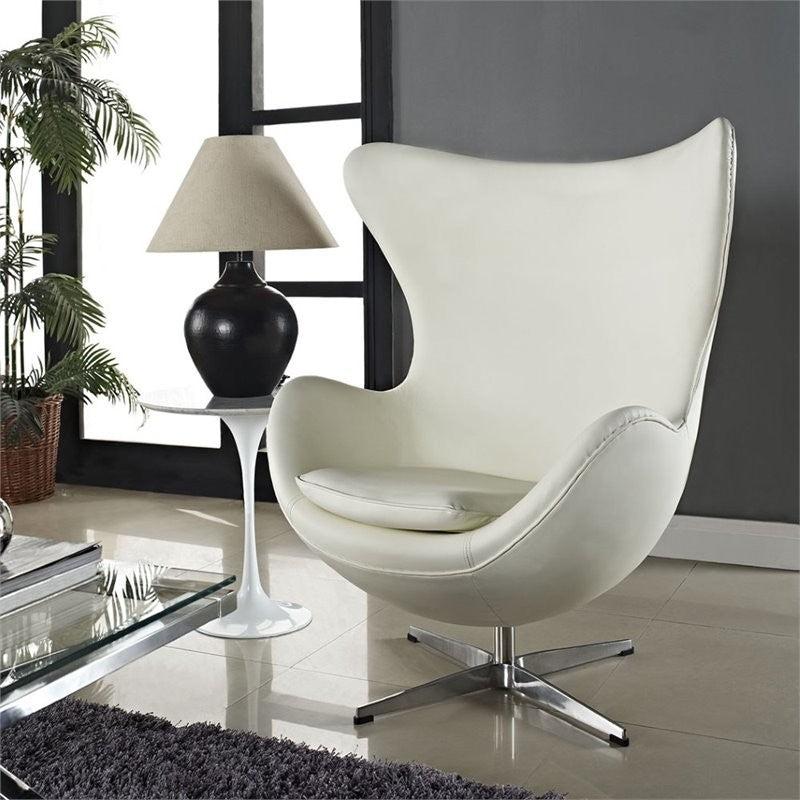 Modern Contemporary Living Room Leather Lounge Chair Black, White