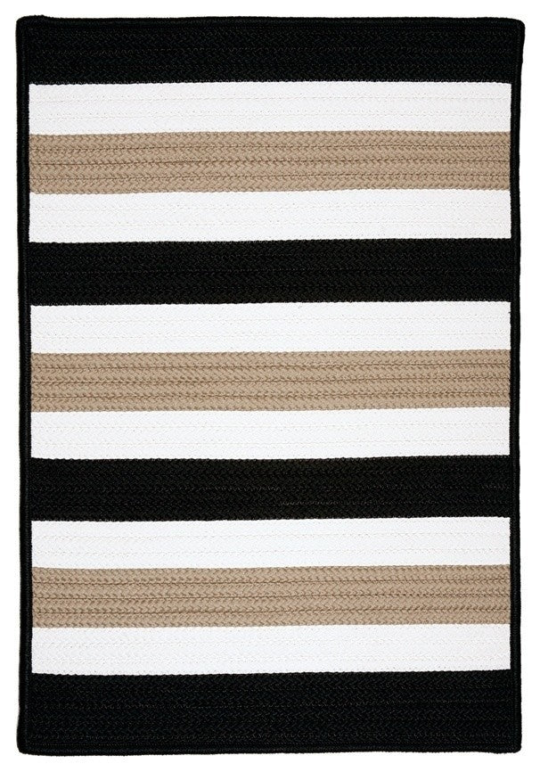 Portico PO49 Sharp Black Indoor/Outdoor Area Rug, Rectangular 5'x8'