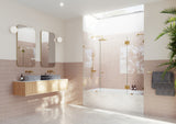 58.25"x72" Frameless 3 Panel Inline Bathtub Shower Door, Polished Brass