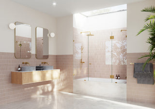 58.25"x72" Frameless 3 Panel Inline Bathtub Shower Door, Polished Brass