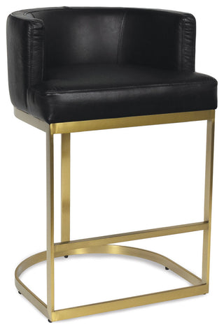 Owen Leather Counter Stool, Modern Black