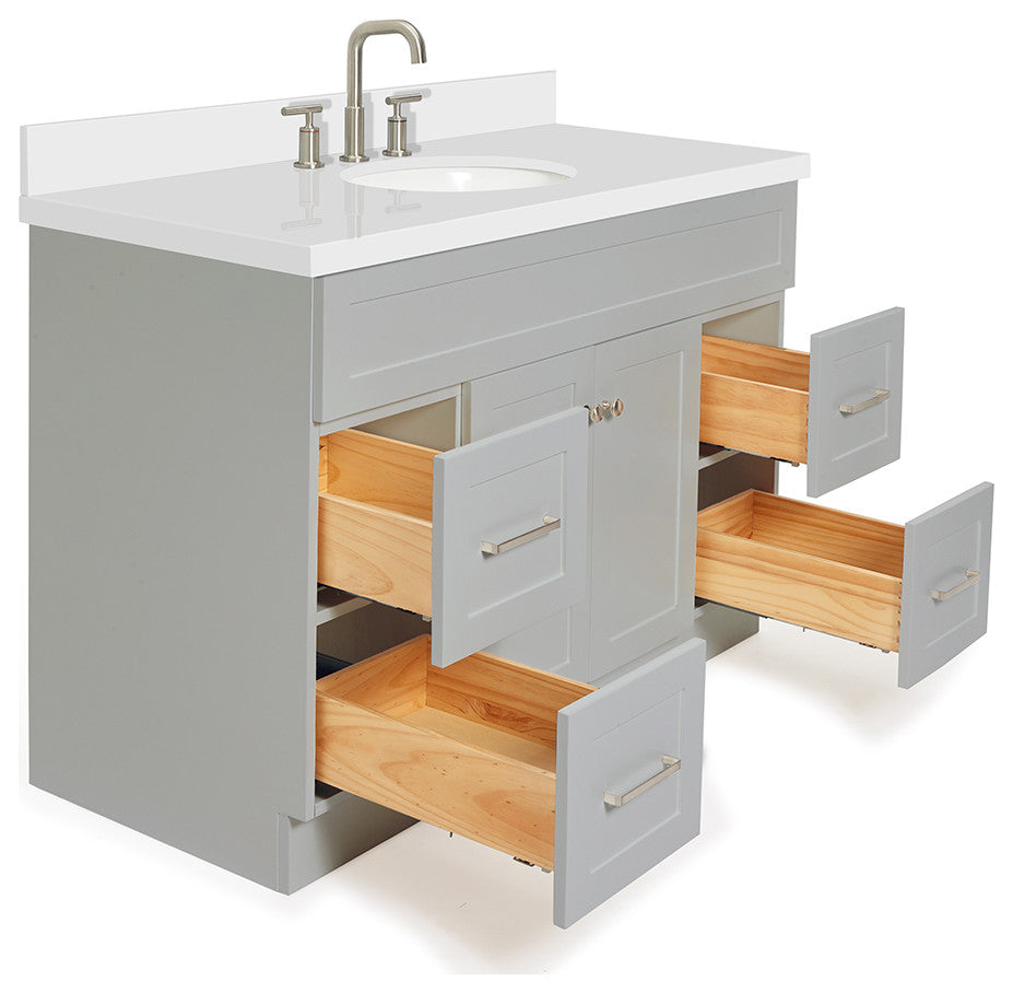 Ariel Hamlet 49" Oval Sink Bath Vanity White Quartz Grey