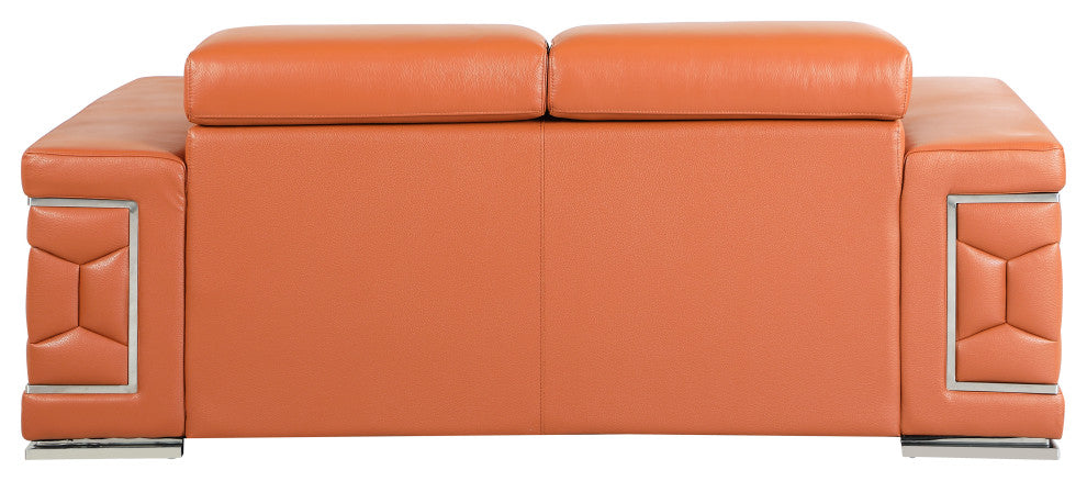 Rome Contemporary Genuine Italian Leather Loveseat Camel