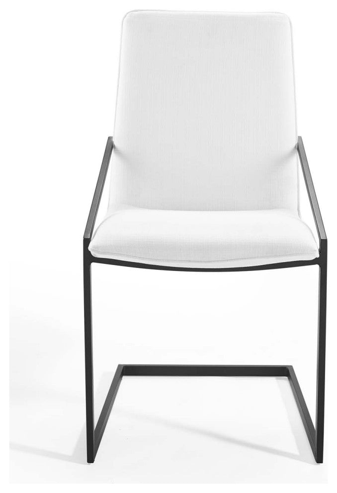 Side Dining Chair, Fabric, Metal, Black White, Modern, Cafe Bistro Restaurant