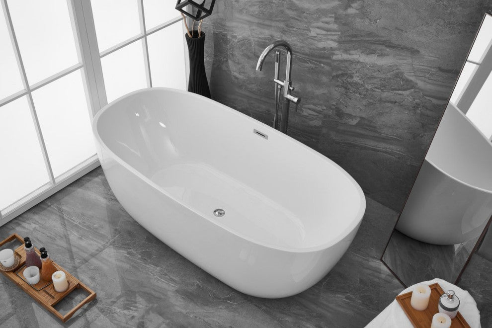 Aaron 70" Soaking Roll Top Bathtub, Glossy White