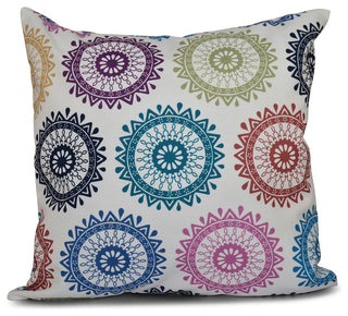 Groovy , Geometric Print Pillow, Teal, 26"x26"
