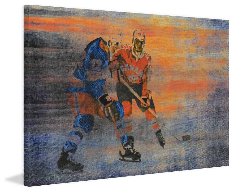 "USA vs CAN" Painting Print on Wrapped Canvas, 45"x30"
