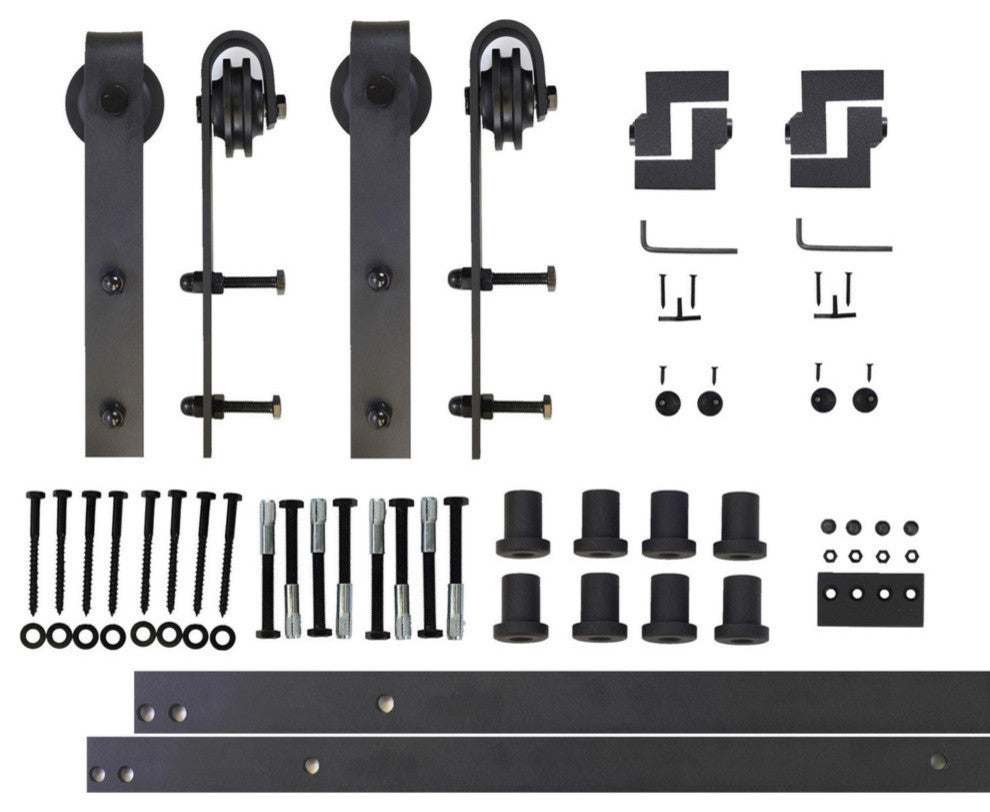 Sliding Barn Door Hardware for Double Door, Classic Design, 10'