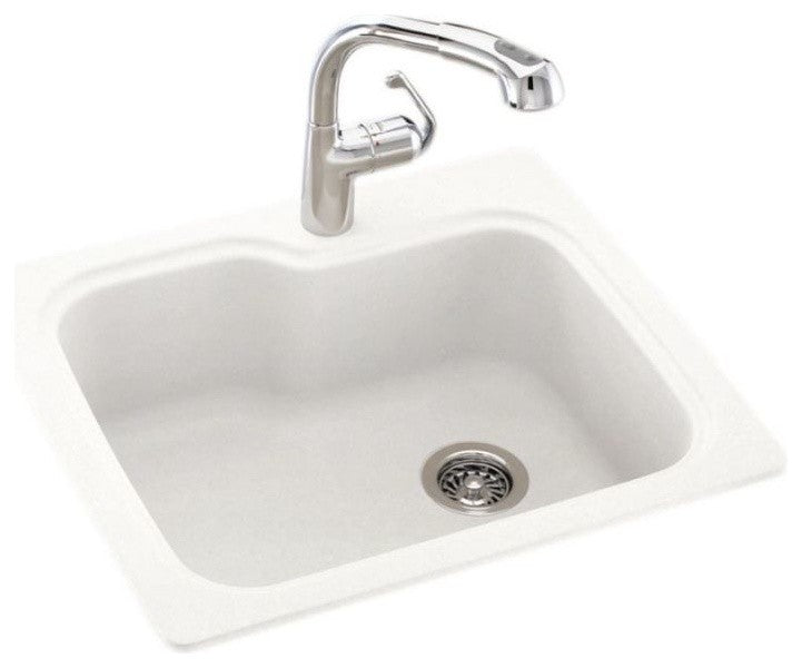 Swan 25x22x9 Solid Surface Kitchen Sink, 1-Hole, Tahiti Ivory