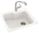 Swan 25x22x9 Solid Surface Kitchen Sink, 1-Hole, Tahiti Ivory