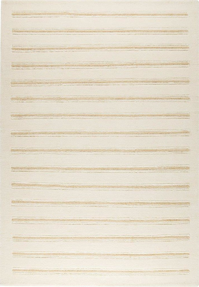 Hand Knotted White New Zealand Wool Area Rug