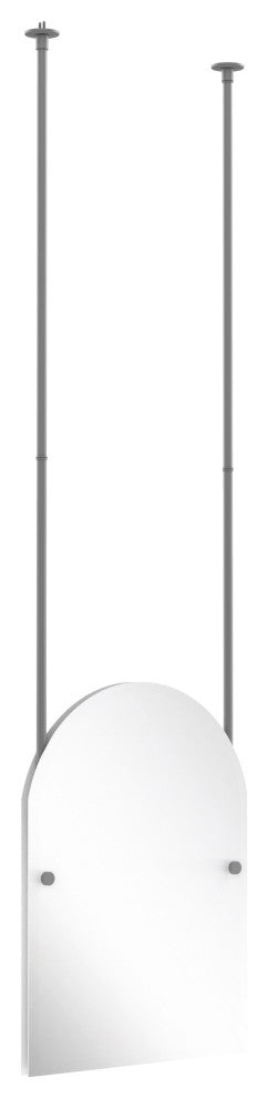 Frameless Arched Top Ceiling Hung Mirror, Matte Gray