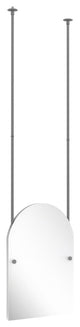 Frameless Arched Top Ceiling Hung Mirror, Matte Gray