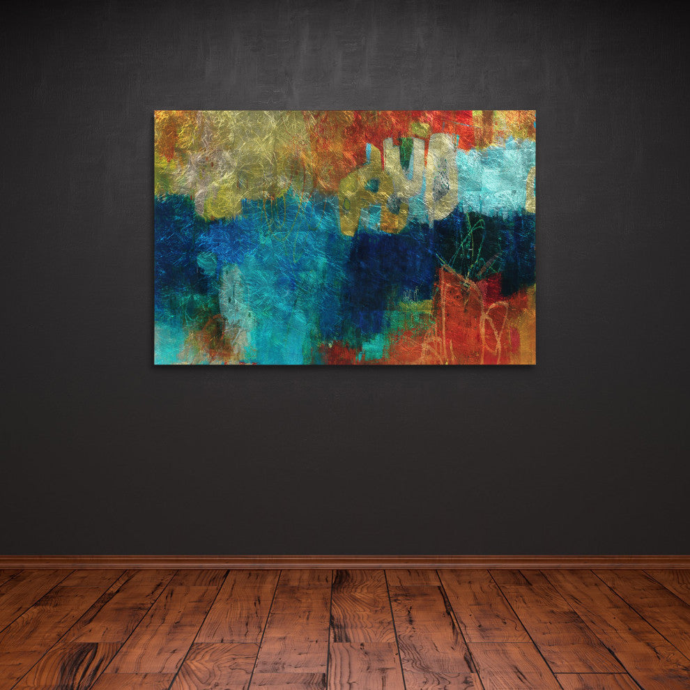"Elysium V" Abstract Wall Art Reverse Printed Tempered Glass With Silver Leaf