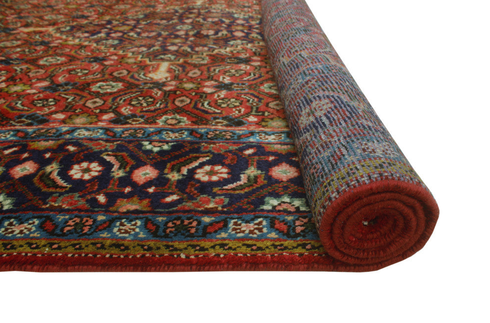 Fine Vintage Distressed Rehman Rust/Navy Rug, 6'6x9'9