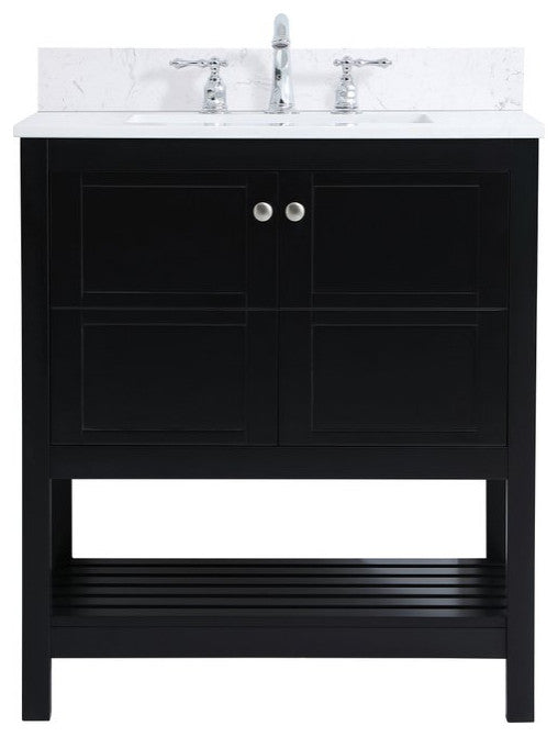 Tobias 30" Single Bathroom Vanity, Black With Backsplash
