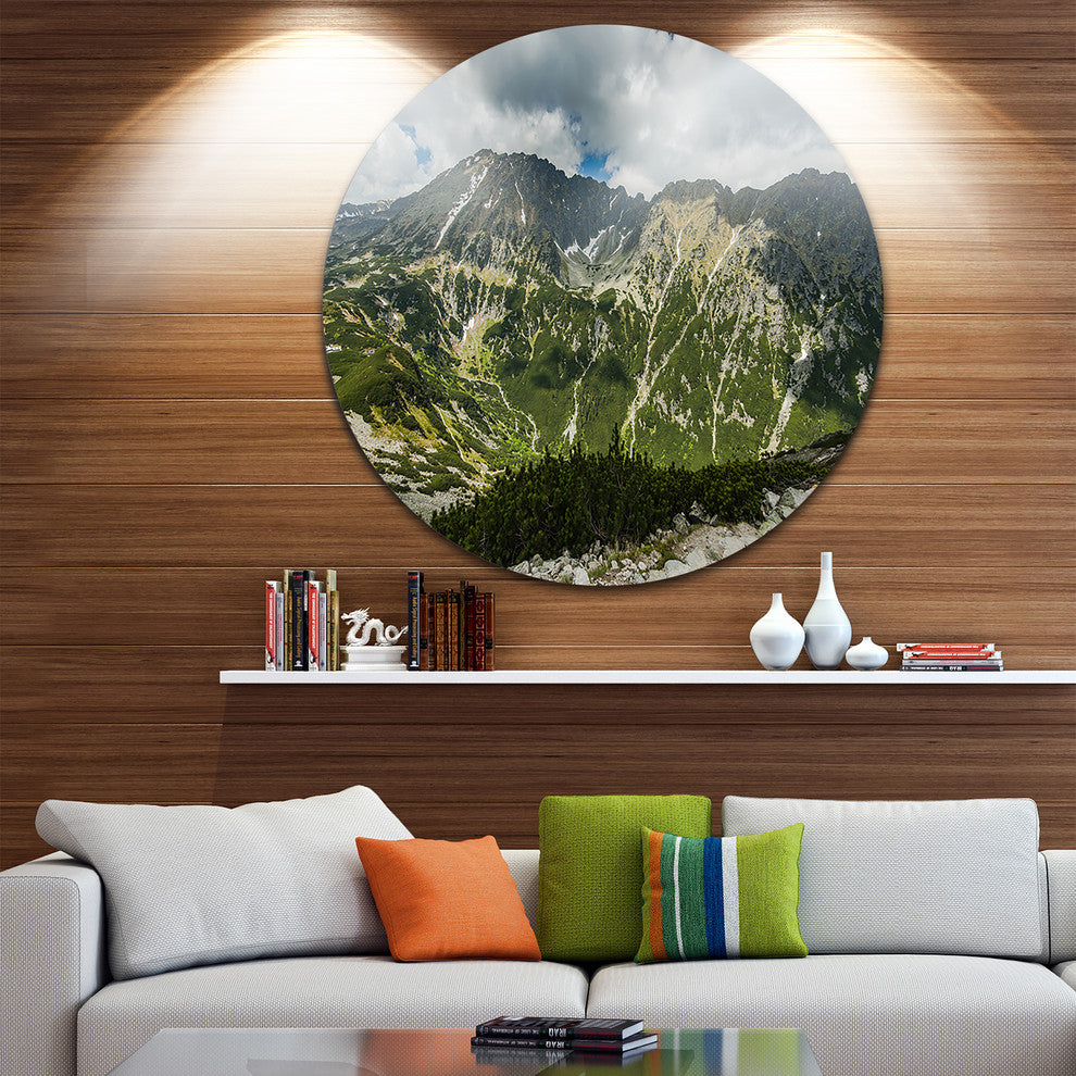 Panoramic Vista Over Mountains, Landscape Round Wall Art, 11"