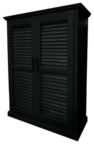 Extra Wide Solid Wood Kitchen Pantry With Shutter Doors, Black