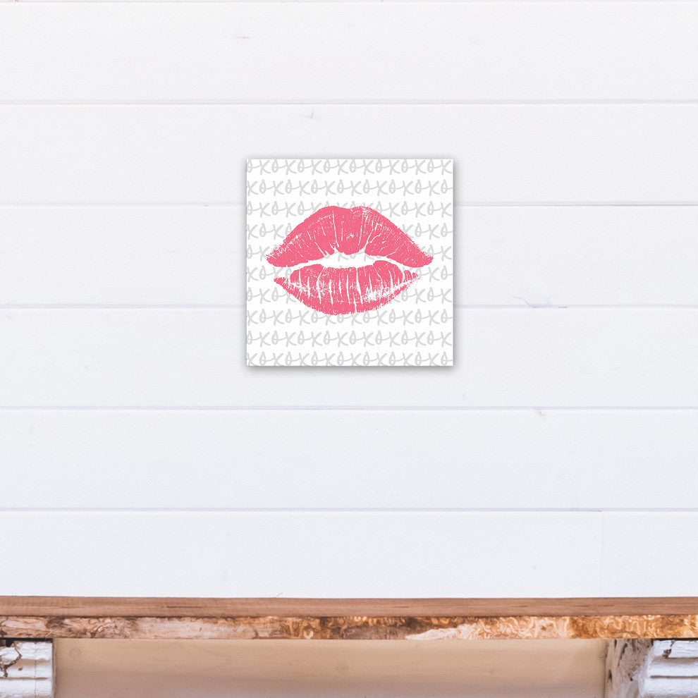 Valentine Pink Kiss 12x12 Canvas Wall Art