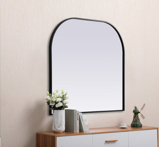 Metal Frame Arch Mirror 36X34 Inch, Black
