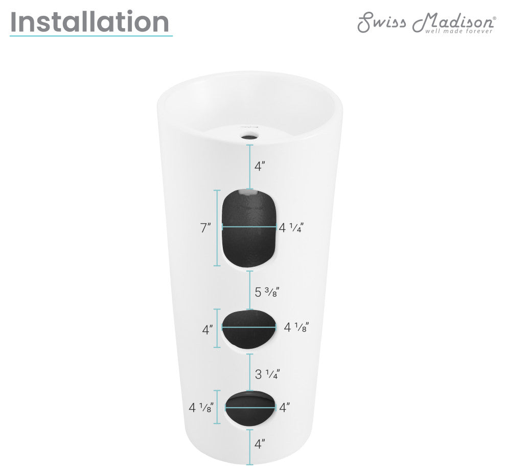 Monaco Circular Basin Pedestal Sink, Matte White