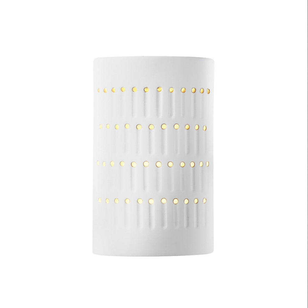 Ambiance Small Cactus Cylinder Outdoor Wall Sconce, Open, Gloss White, LED