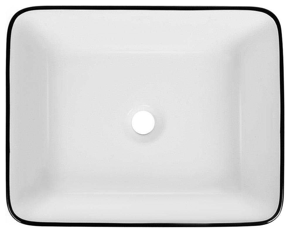 19"X15" Ceramic Rectangular Bathroom Vessel Sink Above Counter Sink