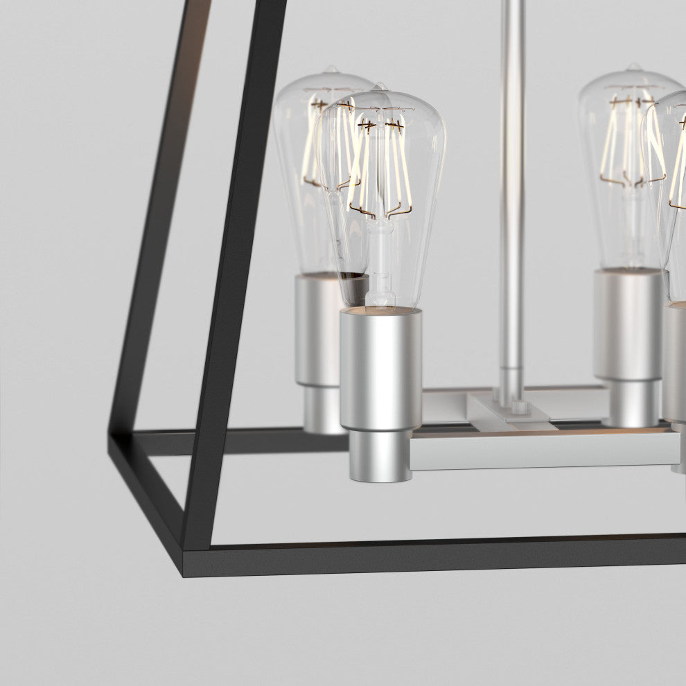 Artika Carter Square Chandelier, Silver & Black