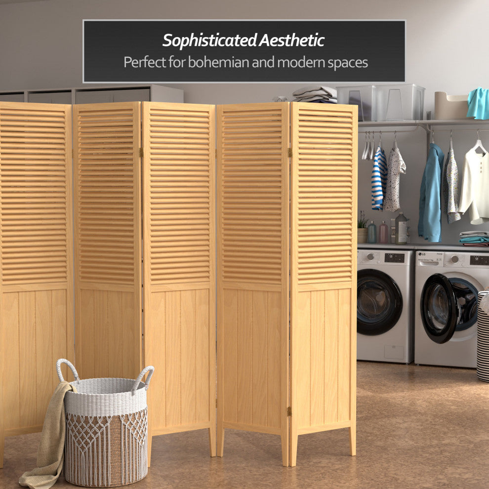 6' Tall Beadboard Divider, Natural, 5 Panels