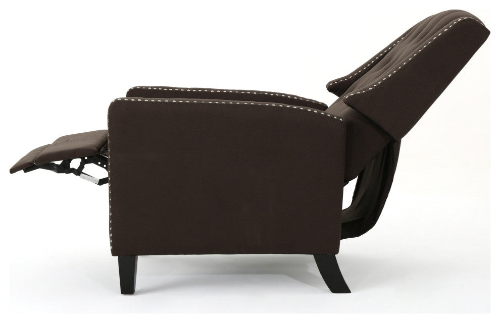 GDF Studio Ingrid Tufted Back Fabric Recliner Chair, Coffee