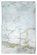 Key Largo, FL Nautical Map Kitchen Towel - Two Sets of Two (4 Total)